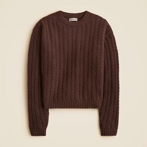 J CREW Perfect cashmere cable-knit crewneck sweater in French Press XS $228 NWT
